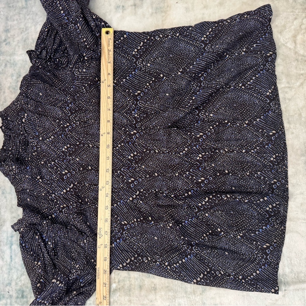 Ulla Johnson Sigrid Blouse In Indigo Diamond Size 0 Boho Puff Sleeve NWOT - Picture 7 of 11